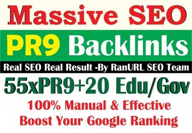 Ultra Manual 55x PR9 + 20 EDU & GOV Backlinks DA80+ to Boost your Websites Ranking