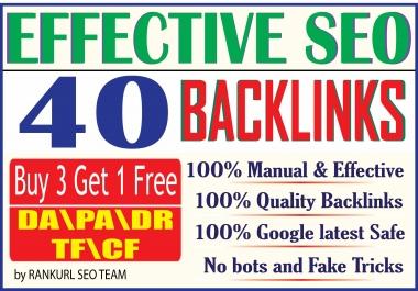 Skyrocket your Ranking by 40 Manual High DA PA DR TF CF SEO Backlinks