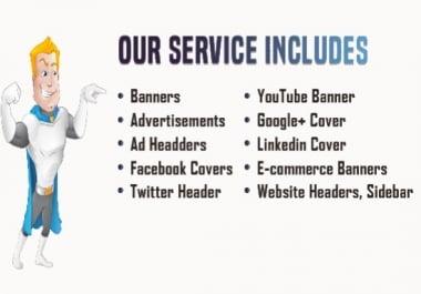 Get A Professionally Designed Facebook Cover Or Youtube Banner,  Or Ad Header