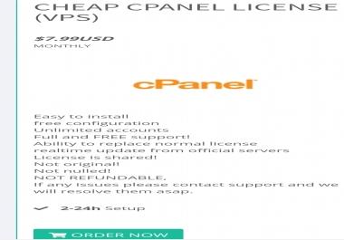 Cheap Cpanel License,  Unlimited Accounts