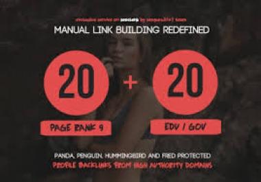 40,  PR9 Backlinks and 20. Edu/. Gov Backlinks only