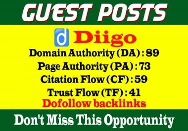 Write & Publish a guest post on Diigo-Diigo. com-DA89, PA73