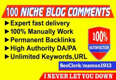 Build 100 Niche Blog Comments SEO Backlinks On High DA Blog