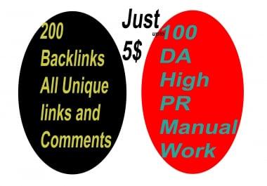 i will do 200 backlinks all unique links and comments on