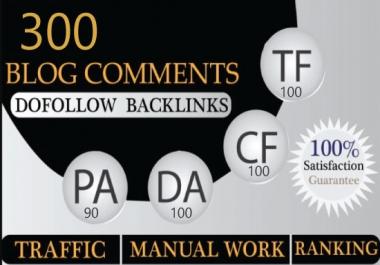 I will create 300 dofollow backlinks blog comments da 50 plus sites