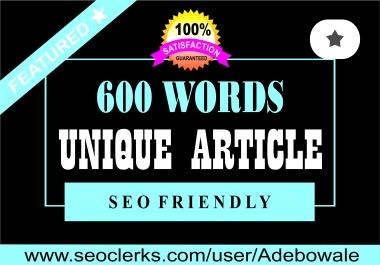 I will do an amazing well-written 600 words Article Writing,  Content Writing within 24 hrs