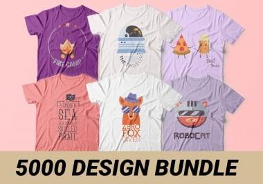 I will send 5000 tshirt design,  bonus font and mockup