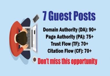 Publish 7 Guest Posts on DA90+ to Boost Keyword Ranking