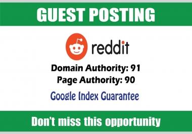 Write & Publish Guest Post on Reddit DA91 - Google Indexing