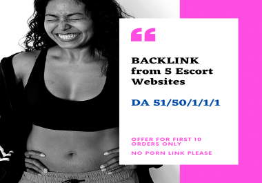 5 Parmanent Backlinks for 5 different Escort Websites