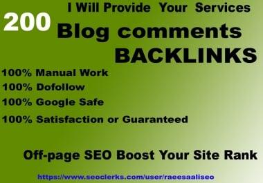 google ranking 200 blog comment on high DA/PA,  TF/CF SEO