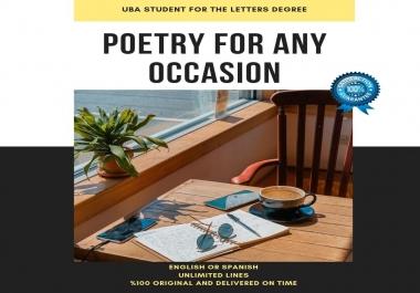 I will create original and creative poetry for any occasion