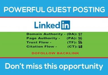 Write and publish guest post on Linkedin with permanent backlink DA97 PA96