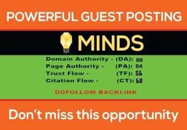 Write and publish guest post on MINDS with permanent Nof0llow backlink DA88 PA64 for