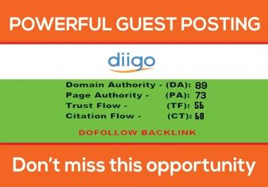 Write and publish guest post on DIIGO with permanent Dof0llow backlink DA89 PA73