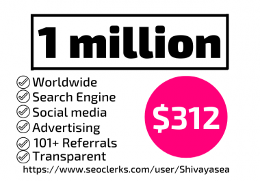 1 million web traffic visitors with most advance advertising in 30 days