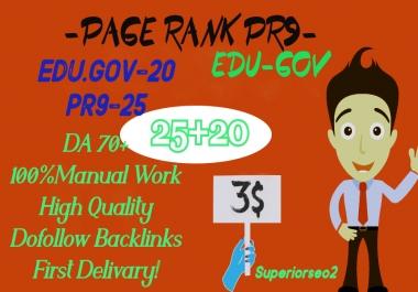 MANUALLY DO 25 PR9 DA 70-100 + 20 EDU-GOV HQ Authority SEO Backlinks