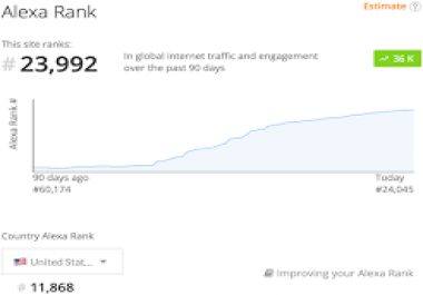 I will bring you USA alexa rank 19k and global alexa rank 199k