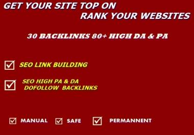 Create 30 DA 80+ Manual Backlinks to Rank Your Site