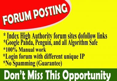 Provide 90 forum posting spam score 5 below dof0llow backlinks on high DA30+