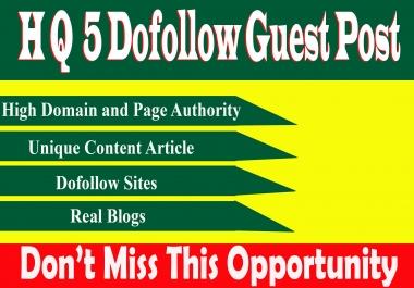Write And Publish 5 Dofollow Guest Posts On High Traffic DA 89+ Sites With permanent and indexable