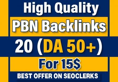 Build 20 Contextual PBN High DA 50+ Home Page Dofollow Backlinks