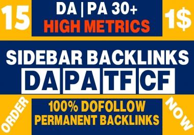 Permanent 15 Sidebar Dofollow Backlink on High DA PA 30+ PBN Home Page