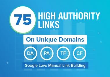 I will do 75 unique domain SEO backlinks on da100 tf100 sites
