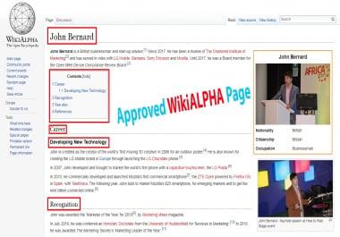 I will Create Approved Wikialpha Page