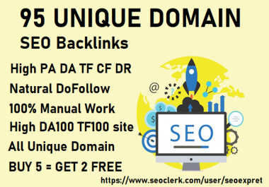 I will 95 unique domain exclusive SEO Backlinks High DA PA Quality Backlinks