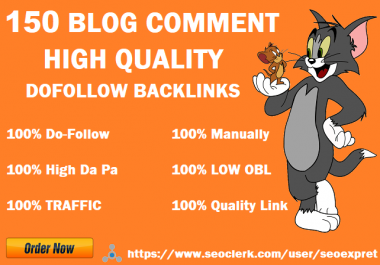 I will do 150 unique domains blog comments backlinks in high DA PA sites