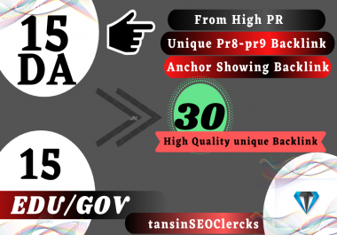 Manually Create 15 DA Backlink + 15 EDU/GOV For Rank Your Site On Google Top page