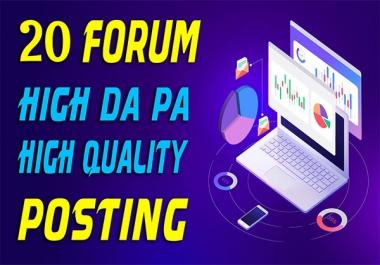 20 High Quality Forums Posting SEO Posts Backlinks