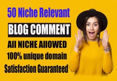 Build 50 Niche Relevant Blog Comments Backlinks on High DA Blog