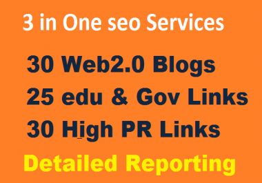 3 in 1 Seo Package Get 90 High Authority Backlinks 30 Web2.0,  30. Edu &amp. Gov and 30PR9 Backlinks