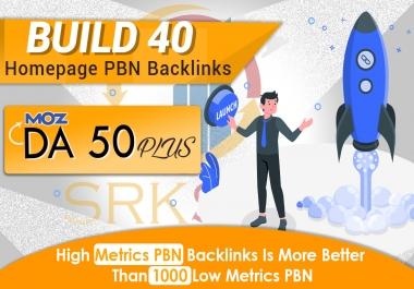 Build DA 50+ 40 Premium PBN Backlinks Dofollow Quality Links