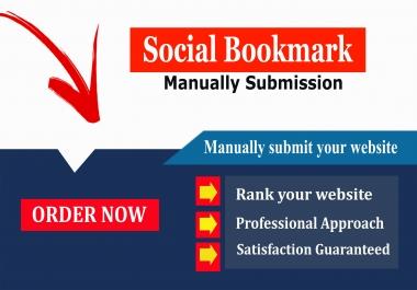 will do manually create 30 social bookmarking backlinks on high pa and PR sites