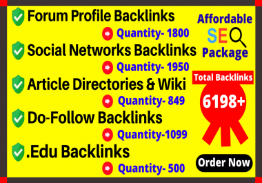 Provide You 6198+ DoFollow, . Edu,  Wiki Article directories,  Forum,  Social & Mix platforms Backlinks