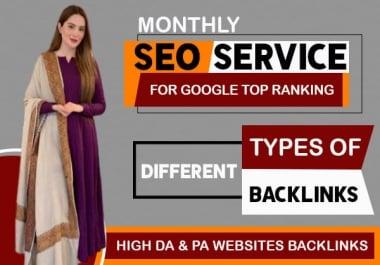 I will provide monthly SEO service with high quality backlinks for google top ranking