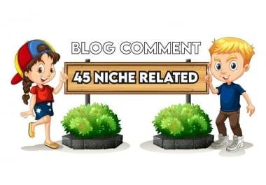 I will create 45 niche reletad blog comments
