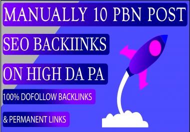 Manually 10 PBN Post SEO Backlinks On High DA PA
