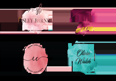 design golden feminine and watercolor signature logo