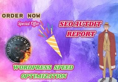 Do Wordpress Speed Optimization By Gtmetrix and provide current SEO Audit Report