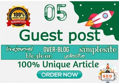 I will Write & Publish 5 Guest Post permanent Backlink