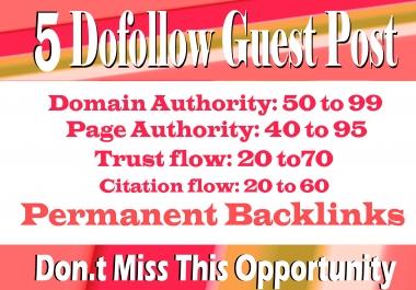 Publish High- Quality 5 Guest Contents on Top 5 Sites with Backlinks