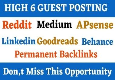 Write And Publish 6 Guest Posts On DA90+ Website Permanent Backlinks