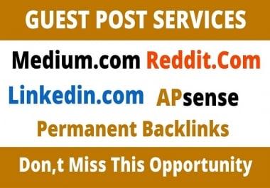 DA93+ Publish 4 Guest Post On medium,  Reddit,  Linkedin,  Apsense