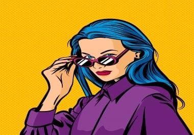 I will draw a retro pop art Roy Lichtenstein style