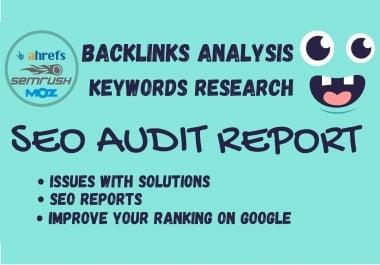 I will provide complete seo audit report of your website