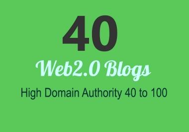 Unique 40 Sites DA 40+ PA 35+ PR 6+ Web 2.0 50 PBN backlink